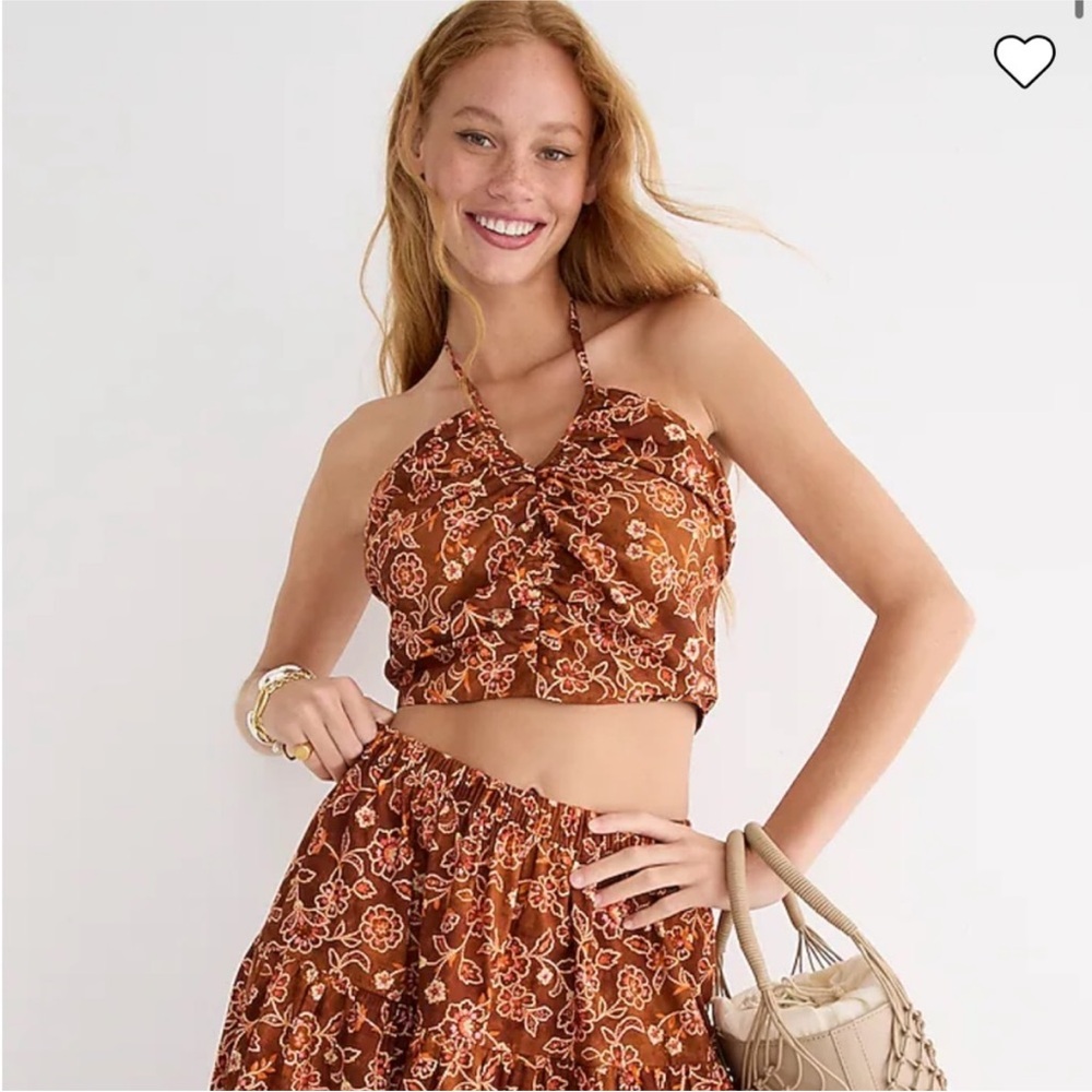 J. Crew V-neck halter top in vintage vines
